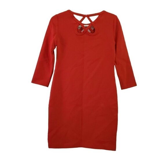 Diane von Furstenberg Carmen Dress 0 Poppy Red Sheath Cut-out‎ Neck DVF Cocktail - Picture 4 of 11